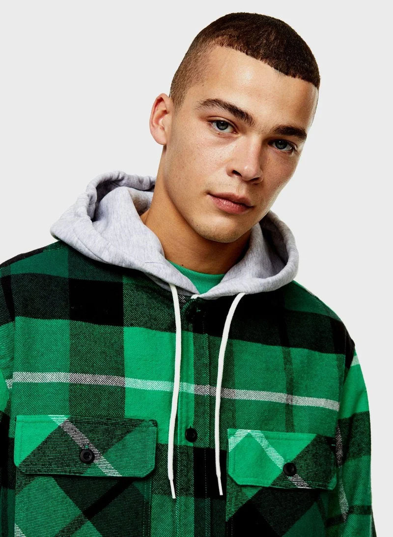 H&M  Checked Hooded Regular Fit Shirt for Men | Best Price UAE